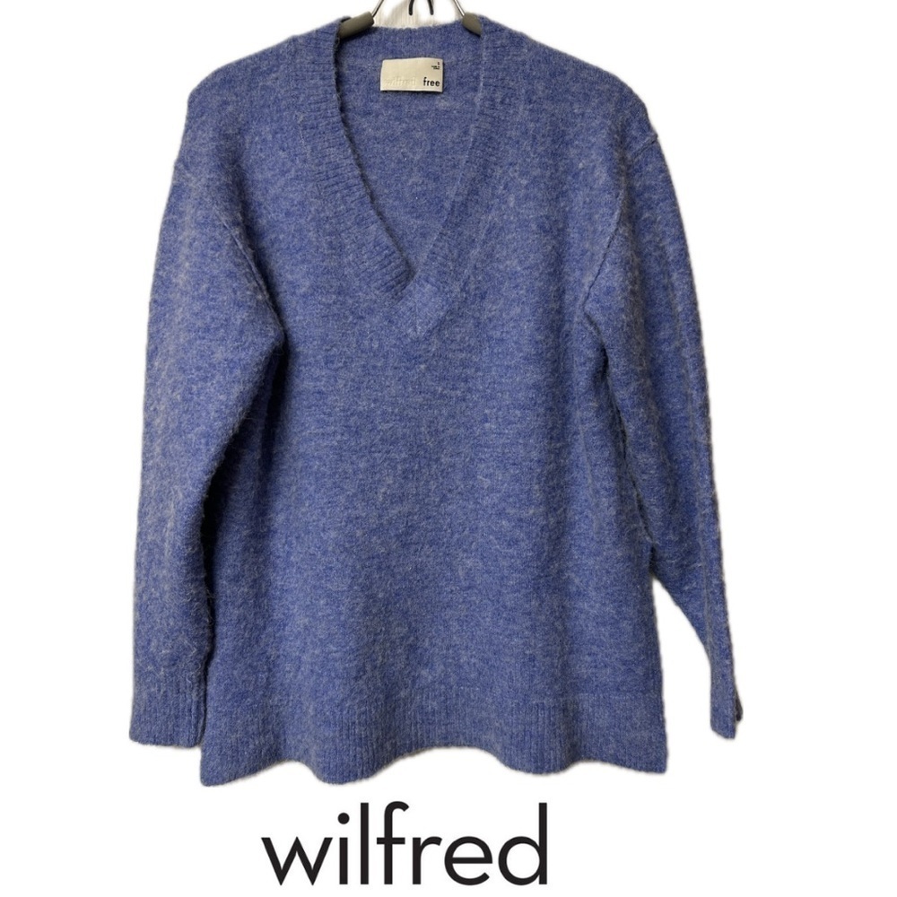 Wilfred Free Relaxed Fit V-Neck Alpaca Blend Sweater with Vented Sides Size S